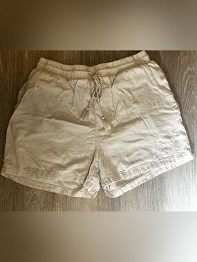 Women’s Drawstring Linen-Blend Shorts - Beige